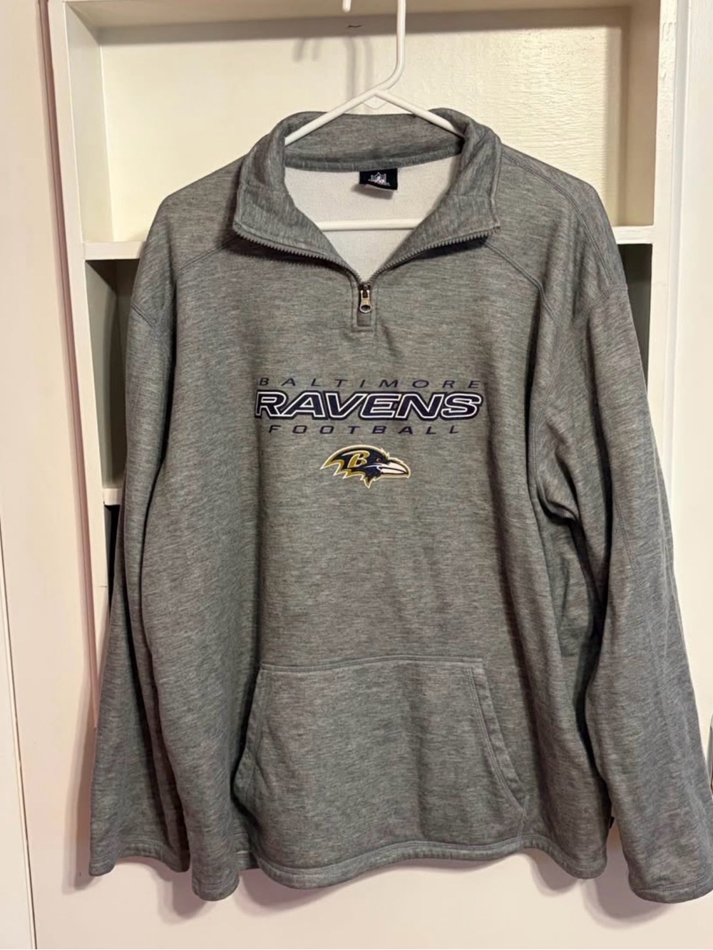 NFL Team Apparel Baltimore Ravens 1/4 Zip Pullover Sweatshirt Size XL Grey